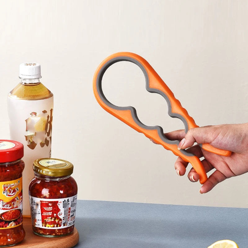 Multifunctional 4-in-1 Kitchen Tool Jar Gripper with Lid and Bottle Opener
