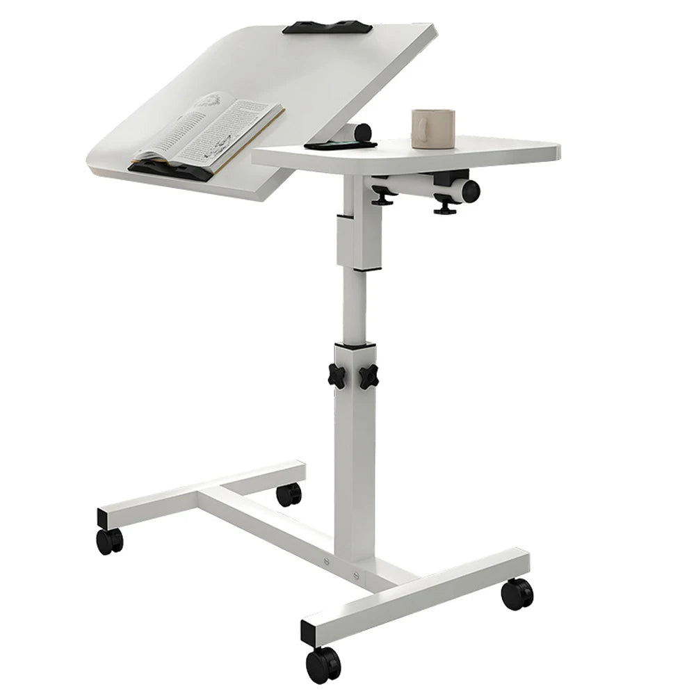 Movable Overbed Table With Wheels, Adjustable Height with Rolling Tray Table