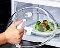 Microwave Food Splash Guard High Temperature Resistant Food Heating Cover with Steam Vent and Handle With Transparent Plate Cover - Lovies Kitchenwares