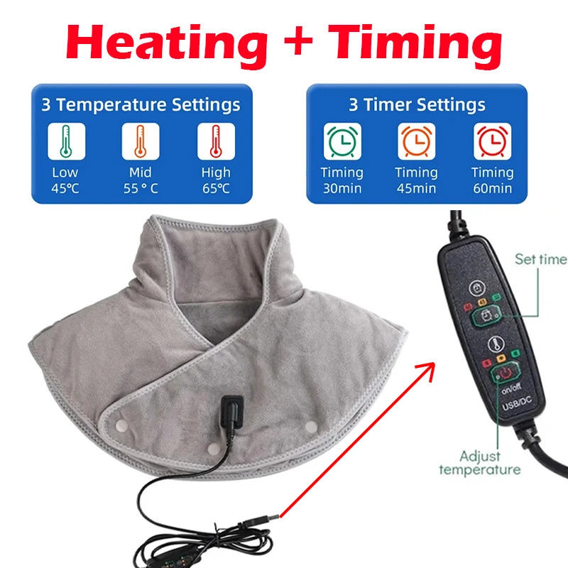 USB Electric Heating Neck & Shoulder Massager Wrap Pad