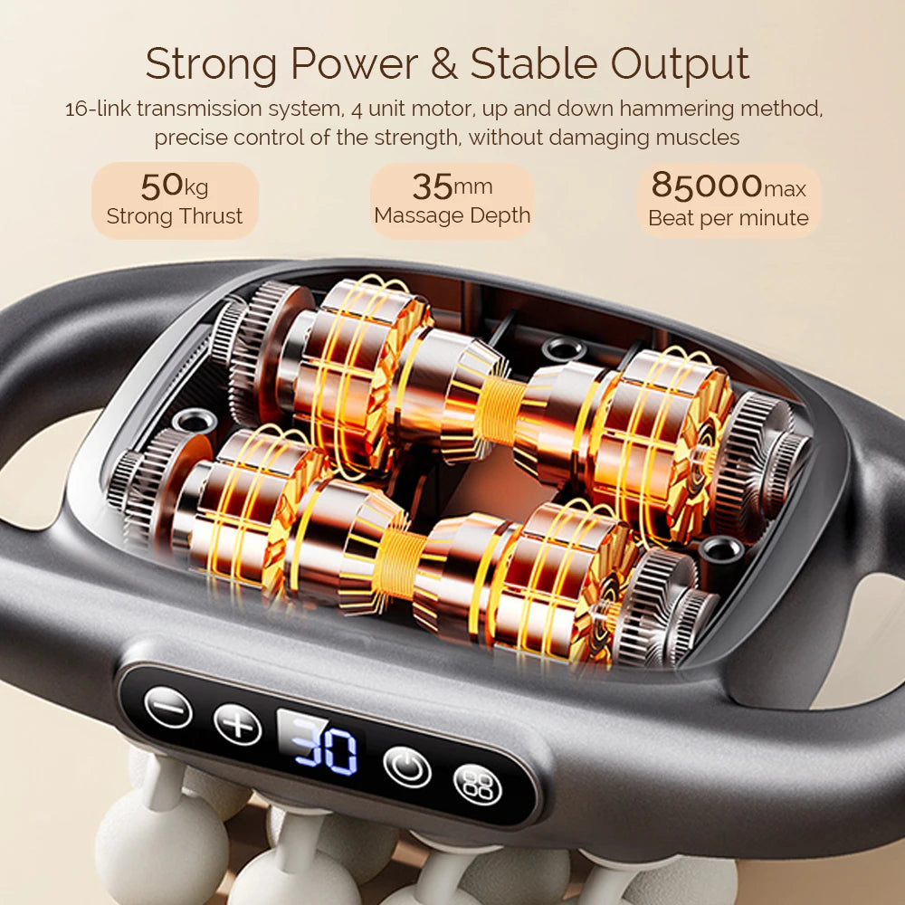 16-Head Fascia High-Frequency Vibration Body Massager For Back, Waist, Neck, and Shoulders