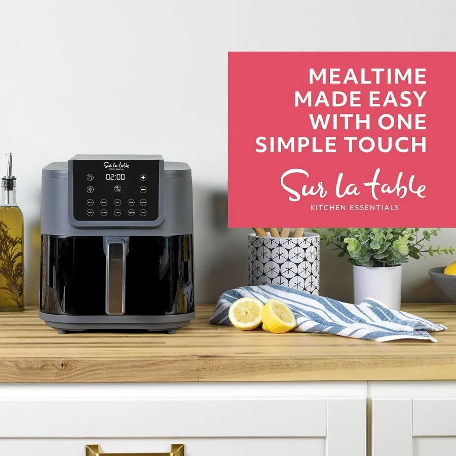 KITCHEN ESSENTIALS 5-in-1 Compact 8-Quart Basket Air Fryer with Window for Easy Viewing Digital Touchscreen Display with 10-Presets