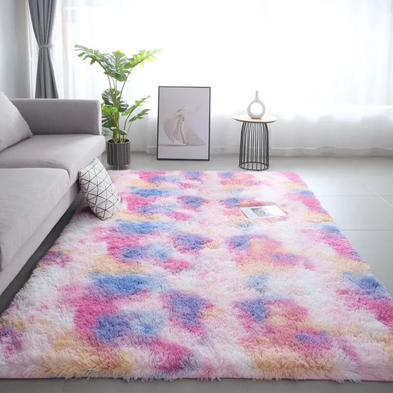 Tie-Dye Plush Carpet Non-Slip Multi-Room Decoration Soft Fluffy Home Mat