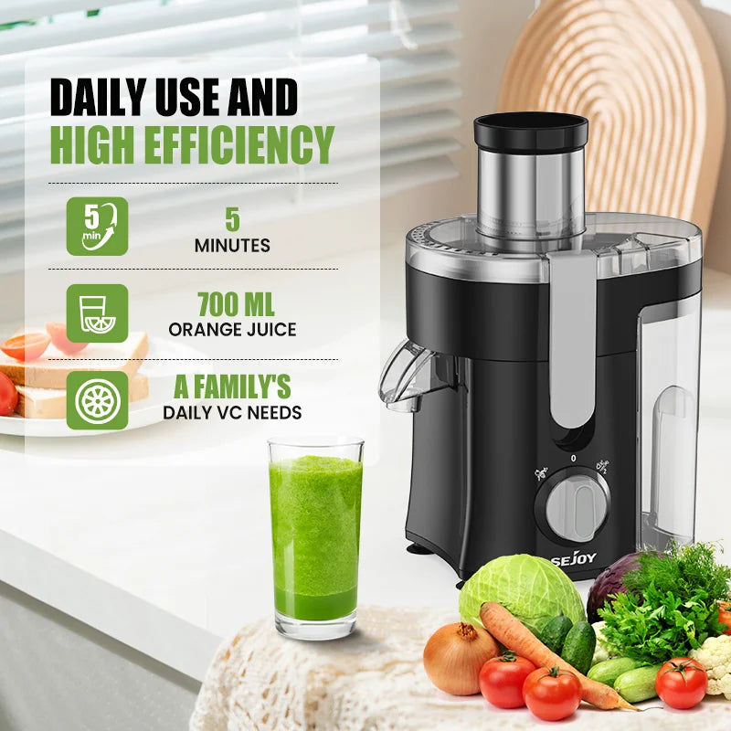 Compact Multi-Fruit Juicer, Juice Extractor Wide Mouth 3” Feed Chute With Centrifugal Extractor