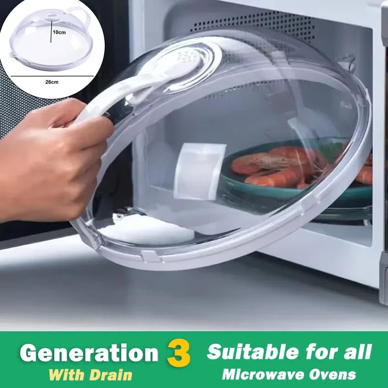 Microwave Food Splash Guard High Temperature Resistant Food Heating Cover with Steam Vent and Handle With Transparent Plate Cover - Lovies Kitchenwares