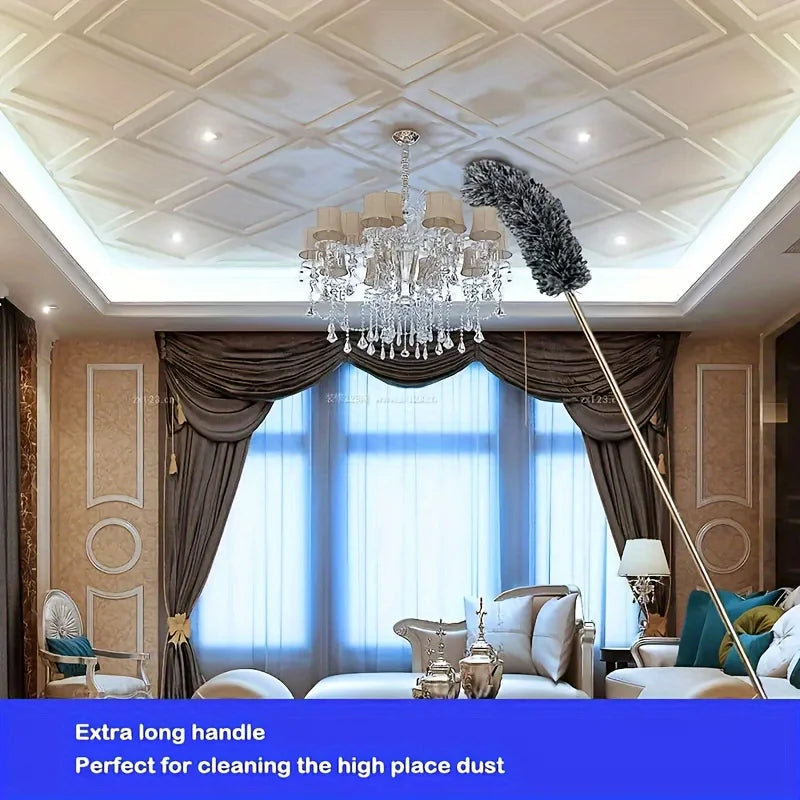 Multifunctional Retractable Duster With Bendable Head - Reusable And Washable For High Ceilings Furniture And Car