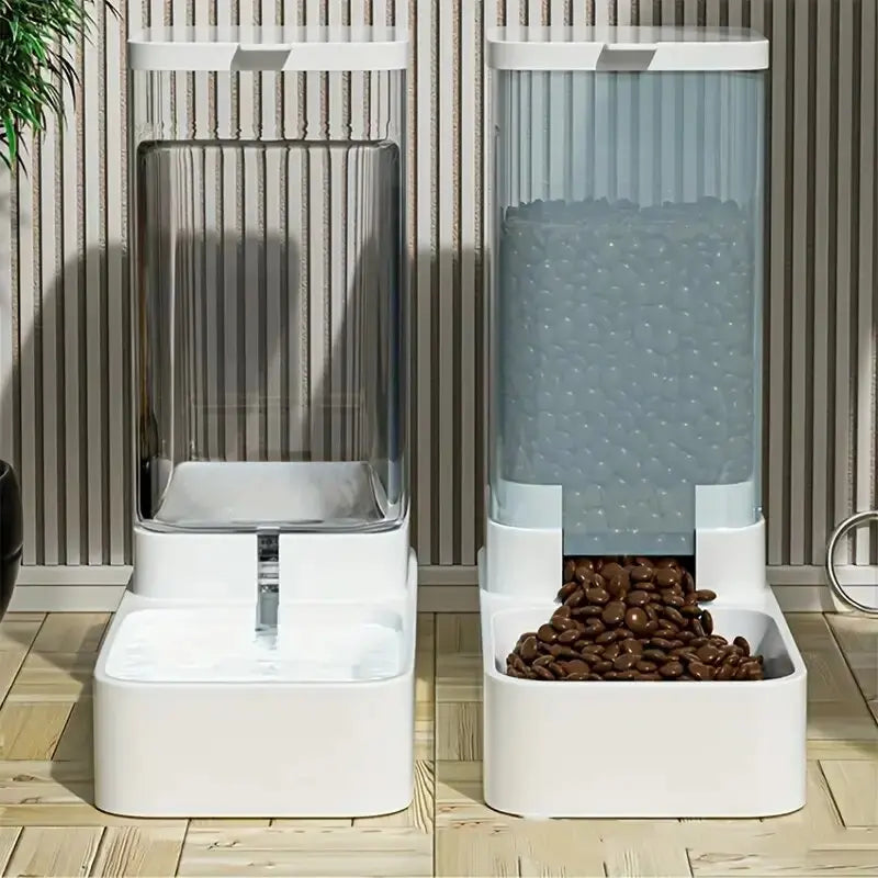 2pcs Automatic Dog Feeder and Water Dispenser with Plastic Gravity Dispenser Set