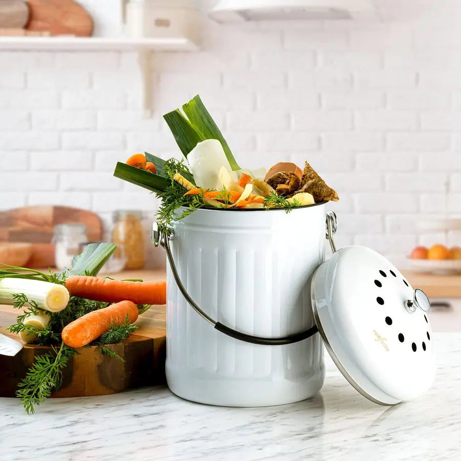 Premium Dual Filter Stainless Steel Food Compost Bucket for Kitchen Countertop Ease