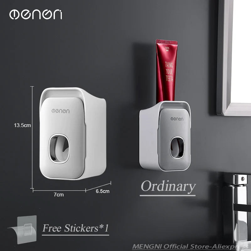 Wall Mounted Automatic Toothpaste Squeezer Dispenser & Toothbrush Holder