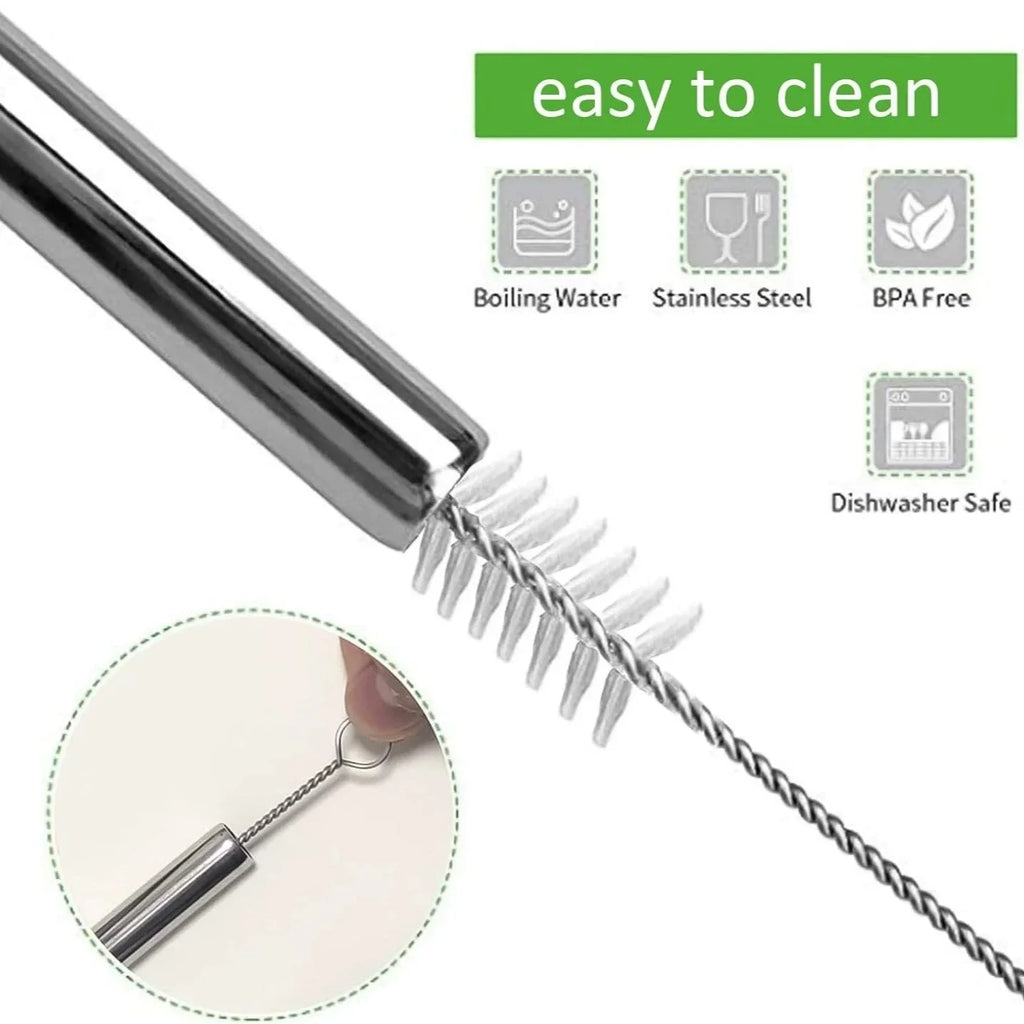 5/10Pcs Reusable Stainless Steel Drinking Straws