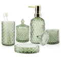5Pcs Green Vintage Glass Bathroom Accessories Set
