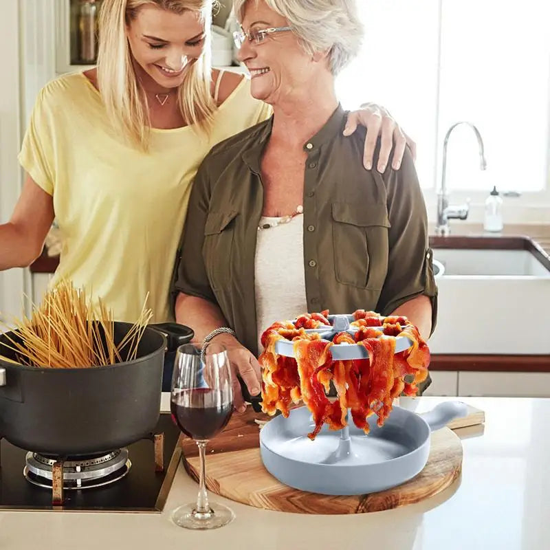 Microwave Bacon Cooker Dish With Bacon Grease Catcher Tray