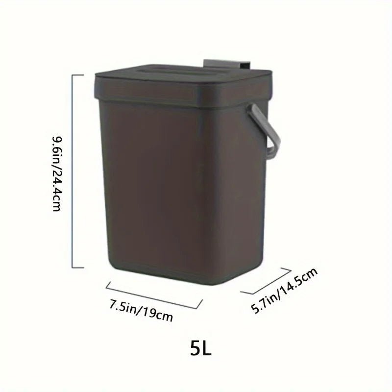 Space-Saving Quiet-Close Trash Can - 3/5L, Eco-Friendly Sealed Bin For Kitchen & Office - Lovies Kitchenwares