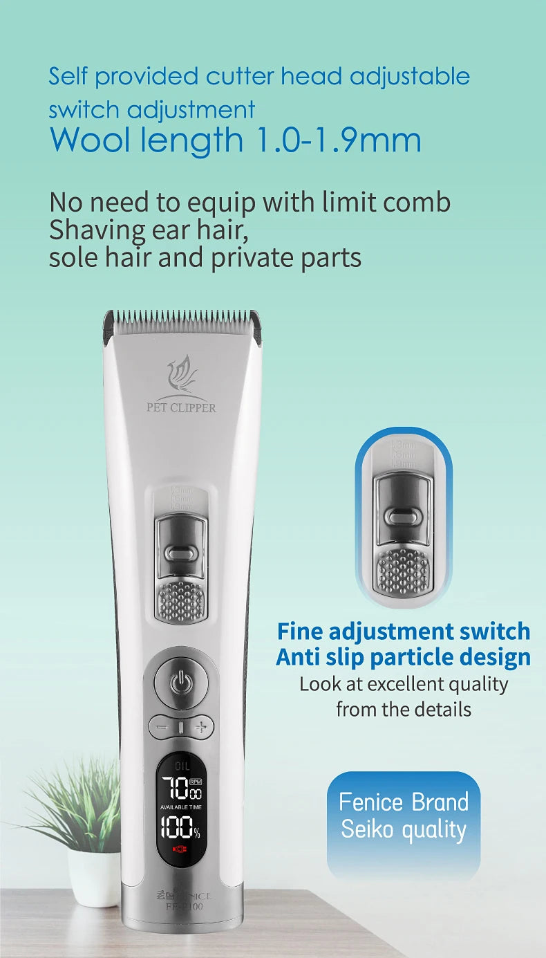 Professional LCD Screen Dog and Cat Electrical Grooming Clippers and Trimmers With Rechargeable Haircut Machine