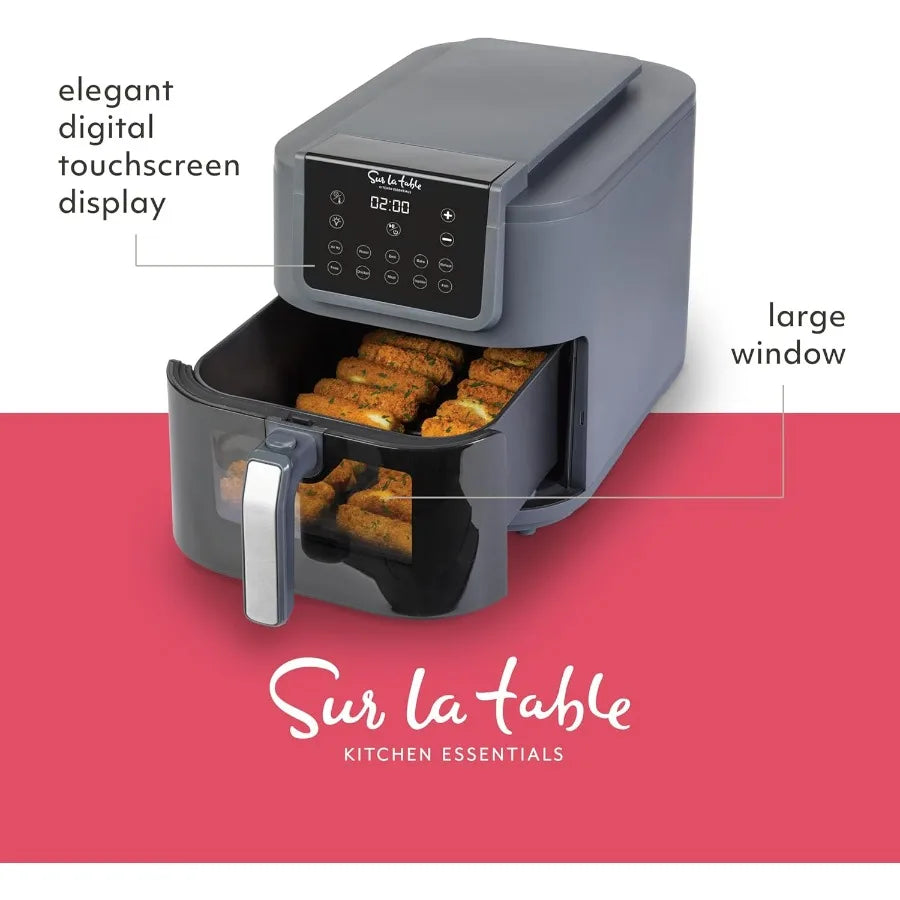 KITCHEN ESSENTIALS 5-in-1 Compact 8-Quart Basket Air Fryer with Window for Easy Viewing Digital Touchscreen Display with 10-Presets