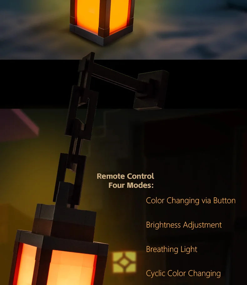Pixel Style Portable Night Light, Tabletop Ornament 16 Color Remote Control Lights