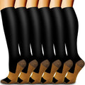 6 Pairs Solid Color Black Copper Compression Socks