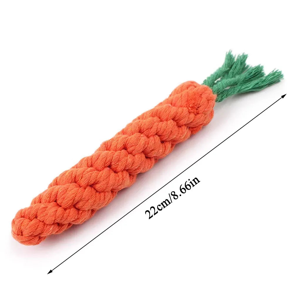 1Pcs Carrot Pet Dog Bite Chewable Braided Durable Cotton Rope