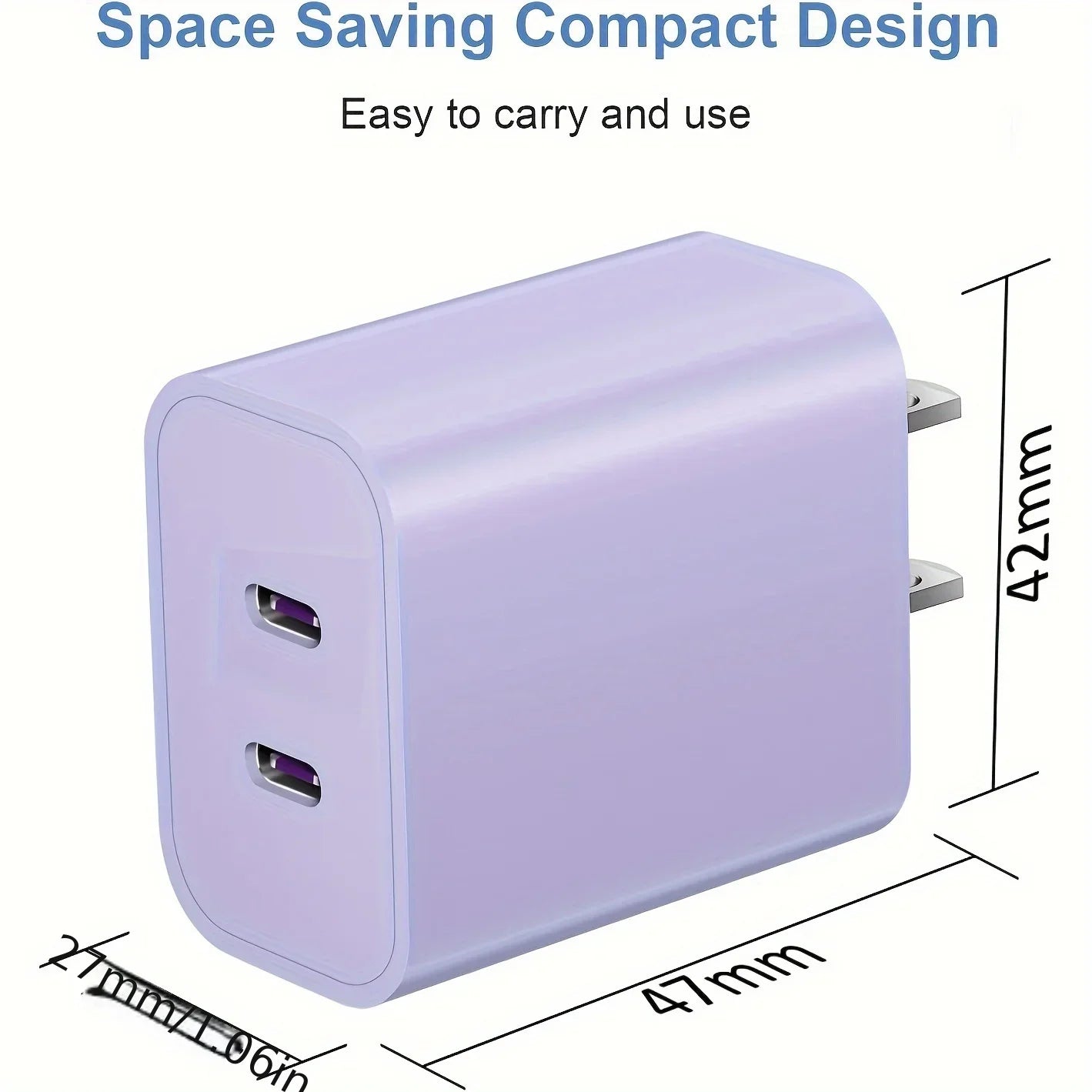 2-Pack For IPhone 15/15Pro/IPad Pro Charger, 40W Dual Port Block With 2Pack 6FT USB