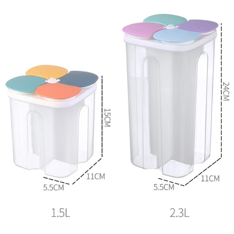 Kitchen Food Storage Box Plastic 4 grids Sealed Food Container Moisture-proof - Lovies Kitchenwares