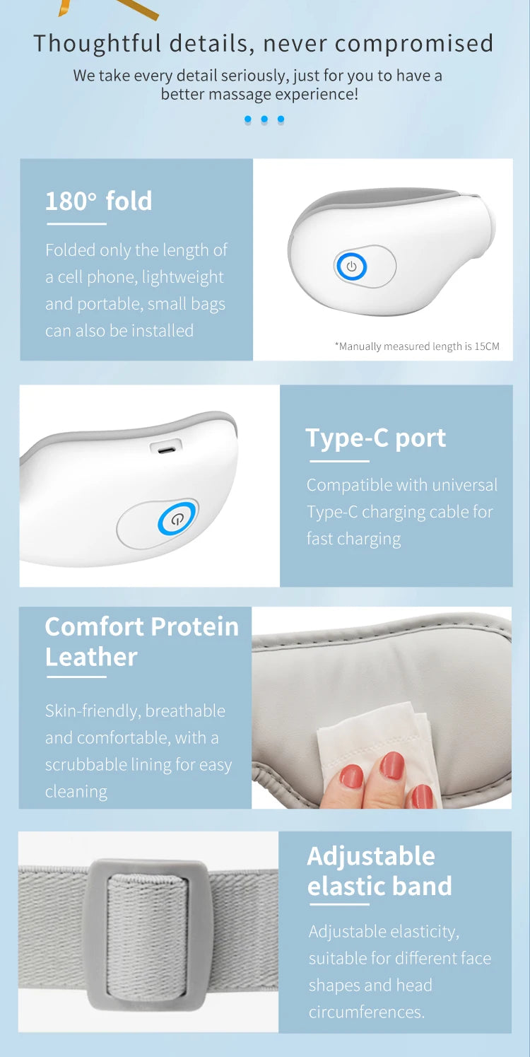 Folding Eye Massager Eye Mask with Heat and Bluetooth Music Airbag
