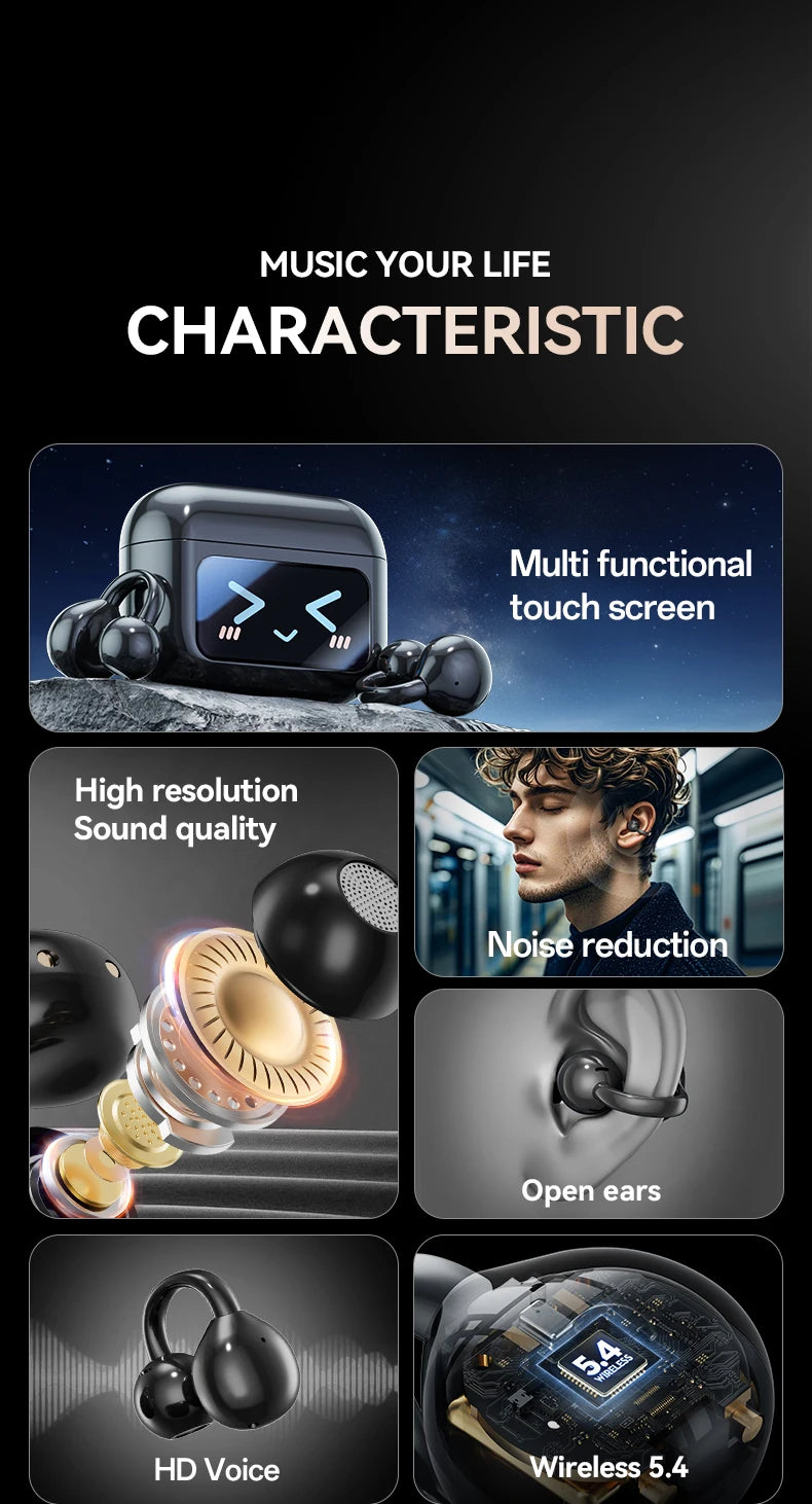 Touch Screen Wireless Bluetooth Earphone 144 Languages Real-Time Translation Headphones HiFi Audio Earbuds