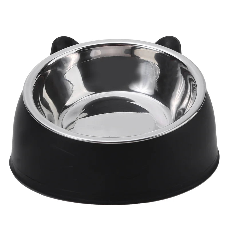 1/2/5pcs Created Inclined Cat Water Bowl & Stainless Steel Feeding Bowl