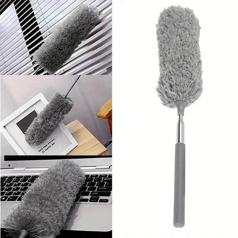 47" Extendable Microfiber Duster Pole - Bendable Stainless Steel Brush for Ceiling/Furniture/Car, Washable