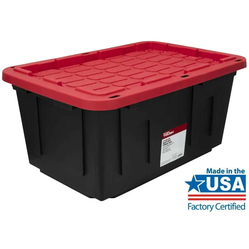 6 Pack Hyper Tough 27 Gallon Plastic Storage Container with Snap-On Lid