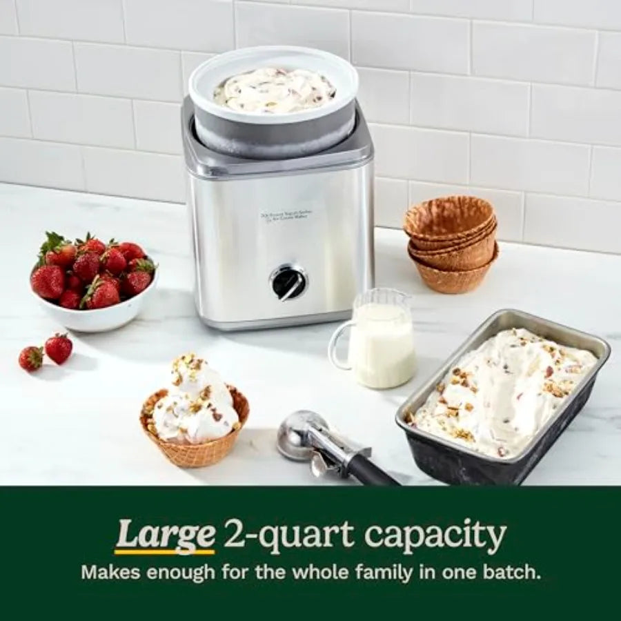 2-Quart Ice Cream, Sorbet, & Frozen Yogurt Maker with Silver Double-Insulated Freezer Bowl