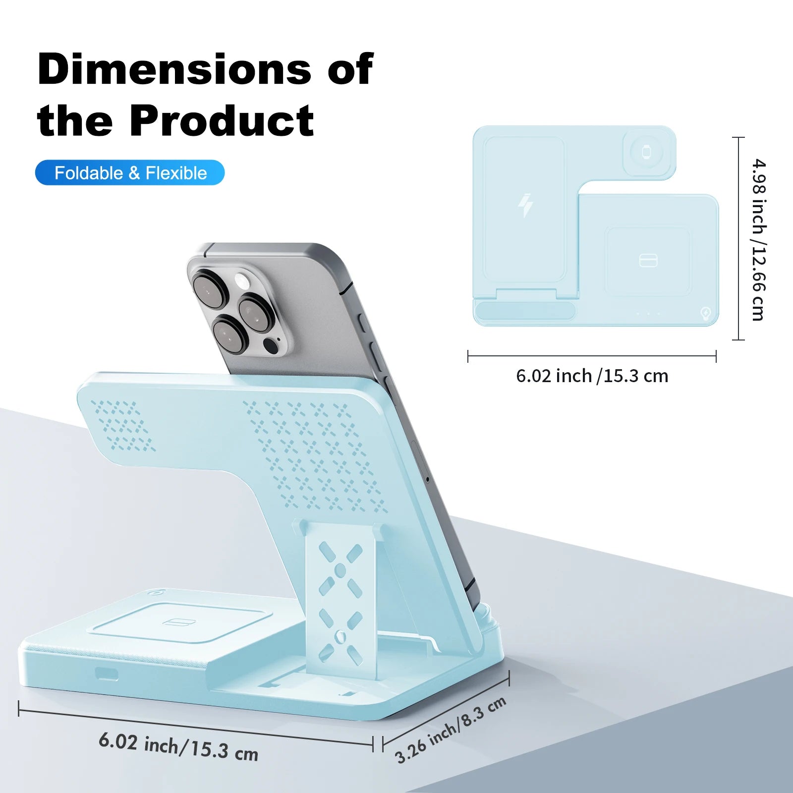 3 In 1 Magnetic Wireless Charger Stand 15W Fast Charging Dock Station Multiple Devices for iPhone
