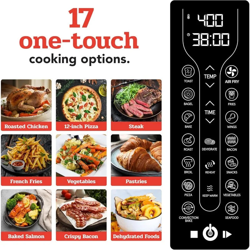 Toaster Oven Air Fryer Combo 17 cooking presets 1700W French door digital air fryer oven 24L capacity