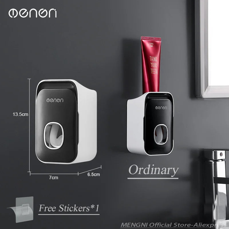 Wall Mounted Automatic Toothpaste Squeezer Dispenser & Toothbrush Holder