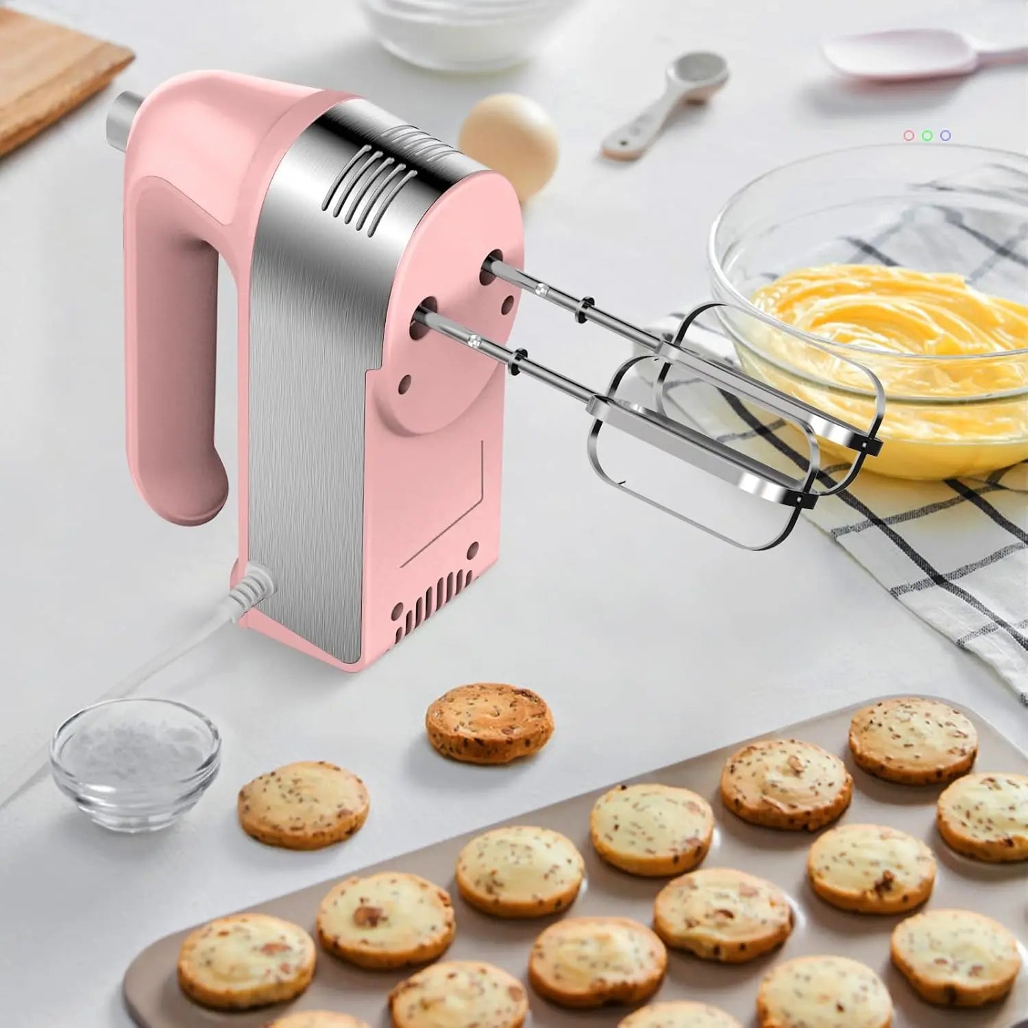 450W Electric Hand Mixer with Scale Cup, Turbo Boost & 5 Speeds