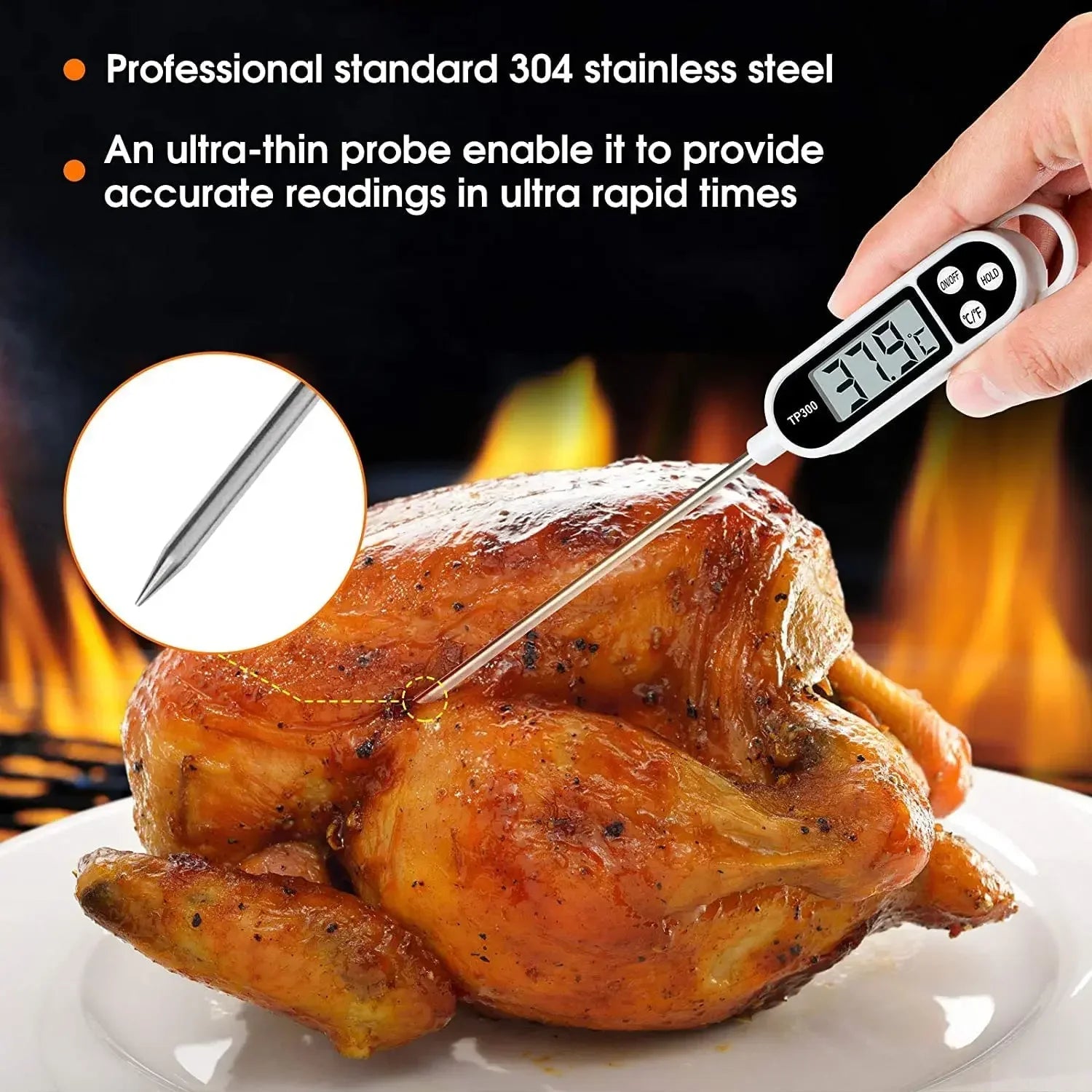 Digital Kitchen Thermometer Instant Temperature Probe Food LCD Display