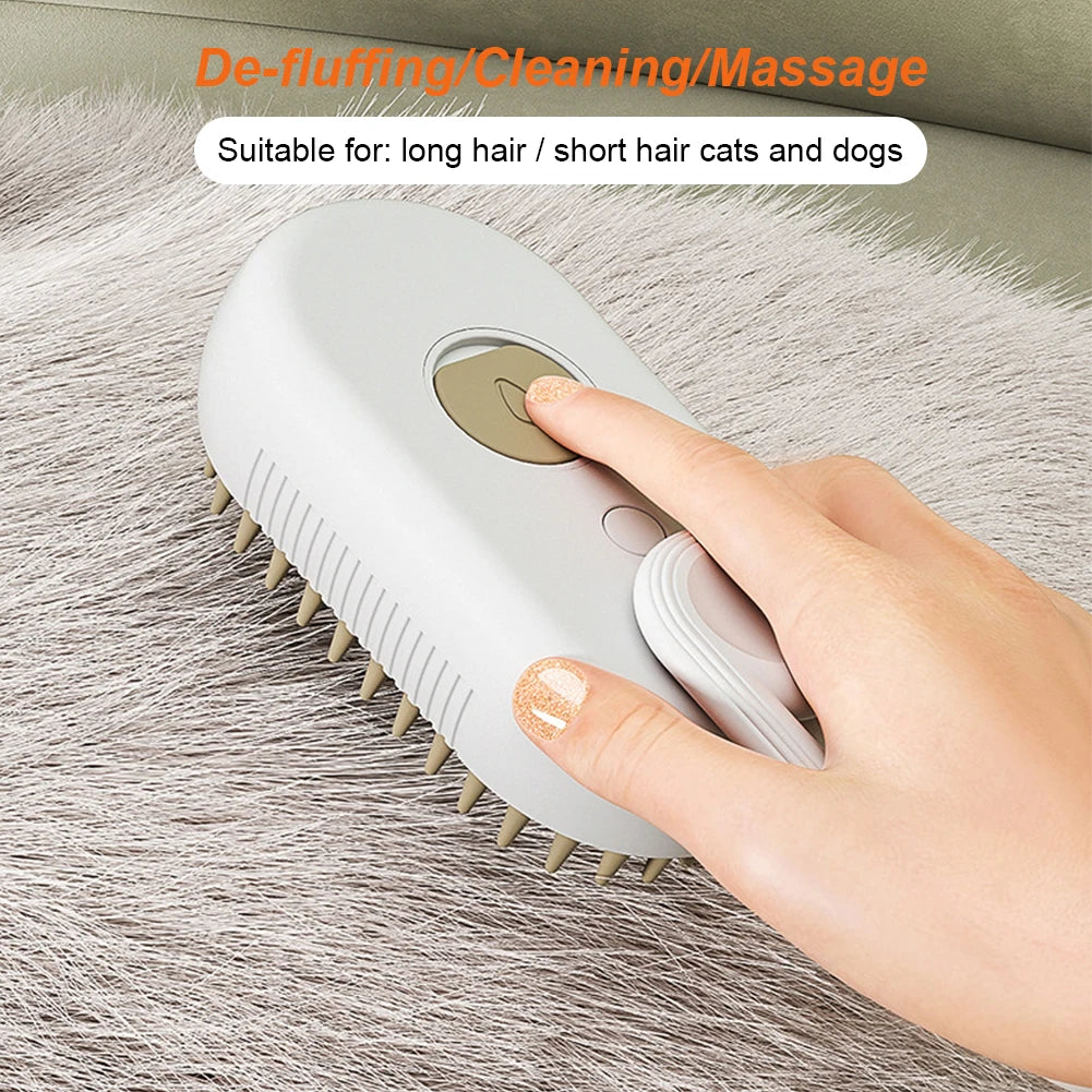 Electric 3-in-1 Pet Hair Spray and Massage Brush
