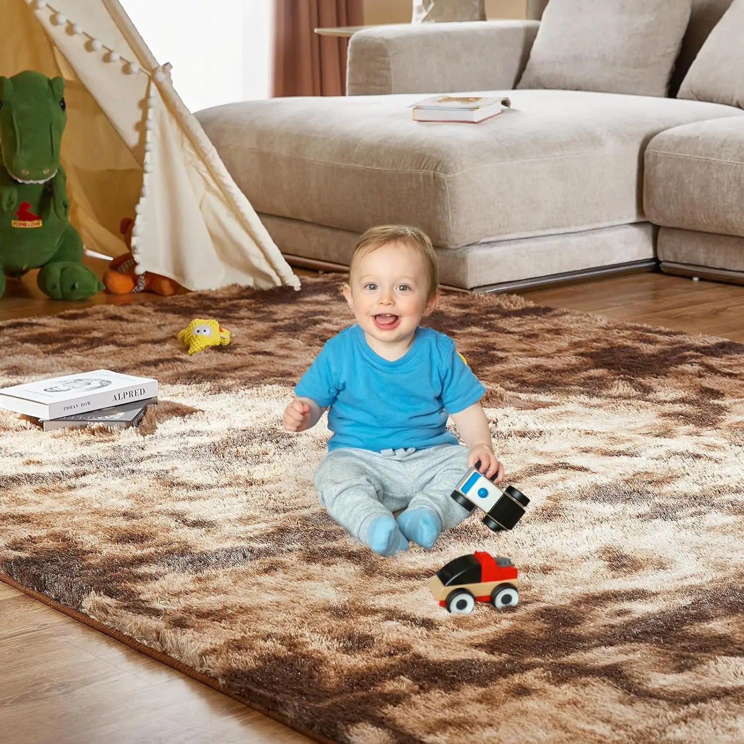 Tie-Dye Plush Carpet Non-Slip Multi-Room Decoration Soft Fluffy Home Mat