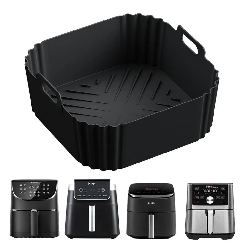 22.5cm Silicone Air Fryer Liners Reusable Non-Stick Basket 5-8QT Air Fryer Accessories