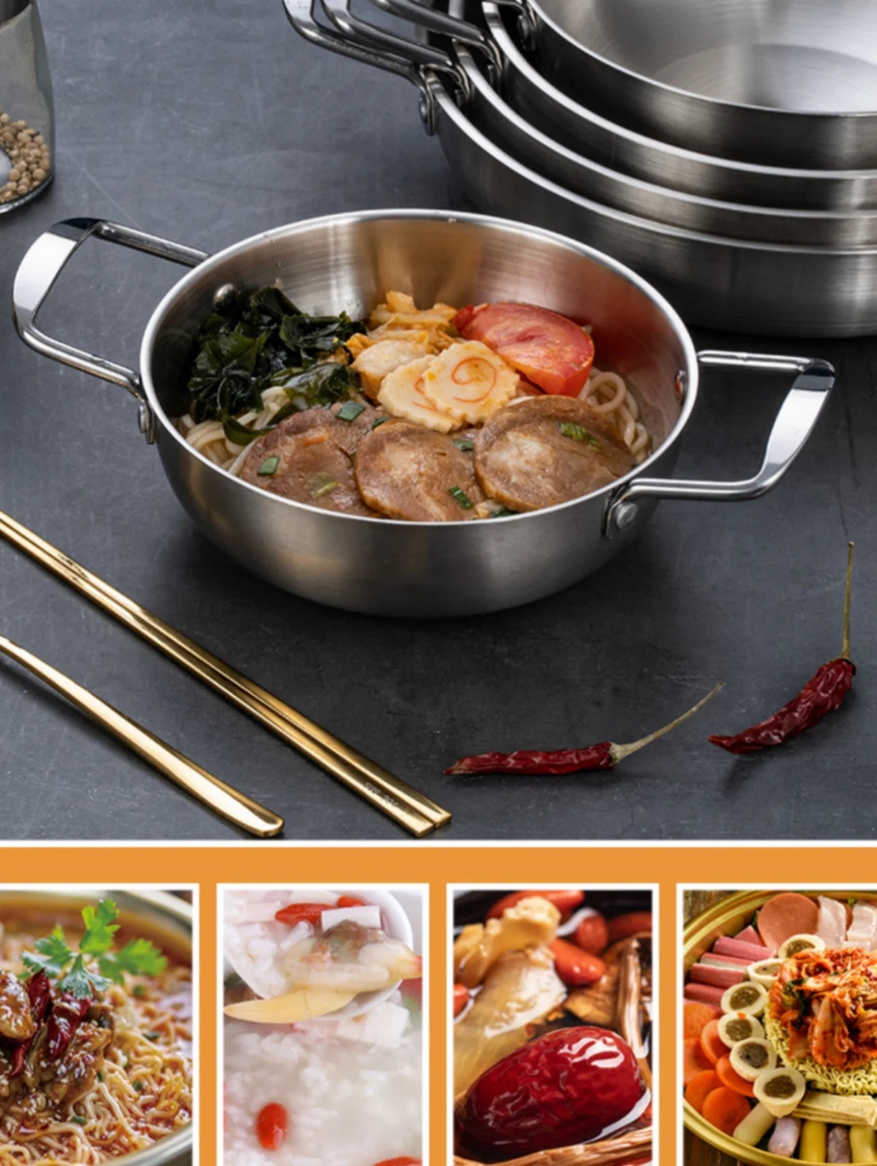 Stainless Steel Cookware and Saucepan Dry Pots with Handle - Lovies Kitchenwares