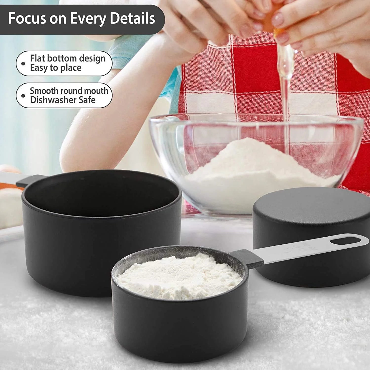 8pcs Stackable Nesting Measuring Cups & Spoons Set With Stainless Steel Handle
