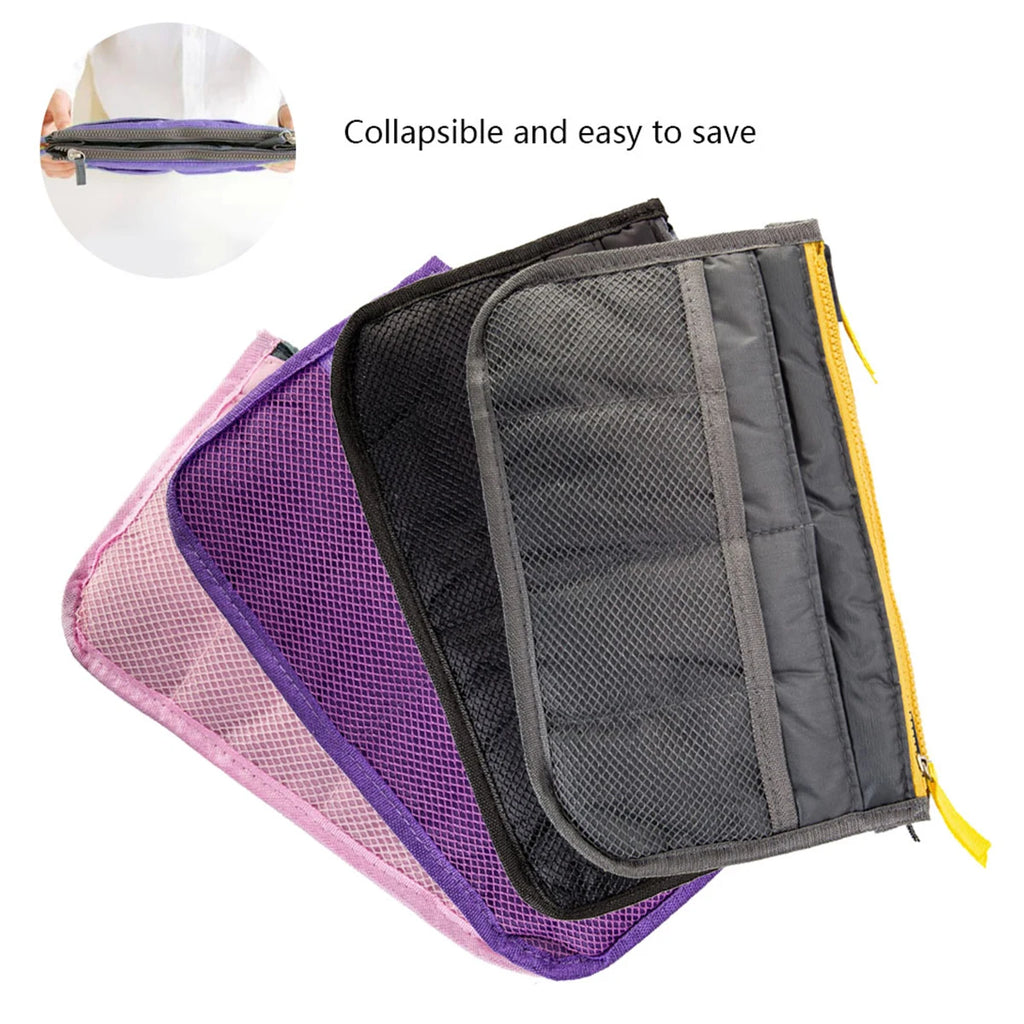 Women's Foldable Nylon Cosmetic Organizer Travel Large Capacity Handbag