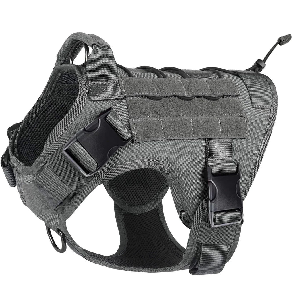 Adjustable Tactical Dog Harness With No-Pull Vest With Hook & Loop Panels