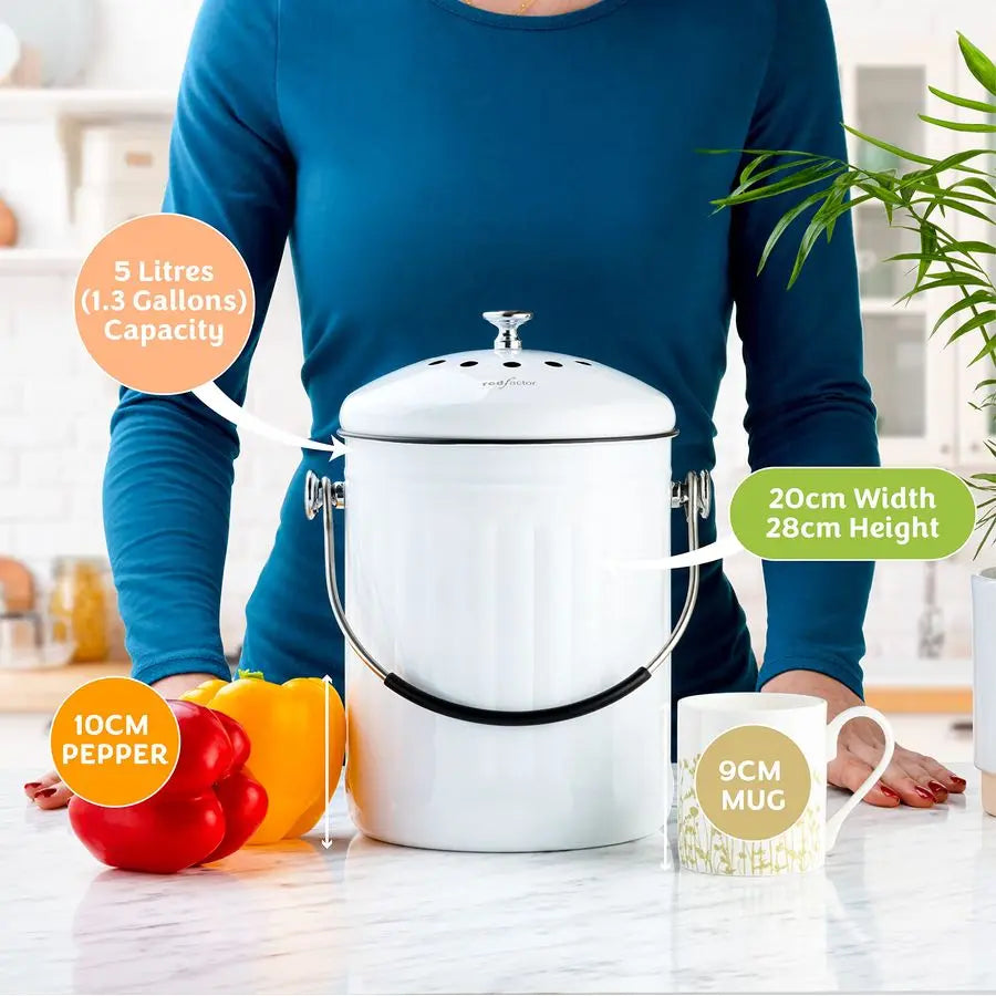 Premium Dual Filter Stainless Steel Food Compost Bucket for Kitchen Countertop Ease