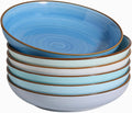 8.5'' Ceramic Multi-use Bowls Set of 6, 30 oz Shallow Salad & Soup Bowls, Microwave & Dishwasher Safe