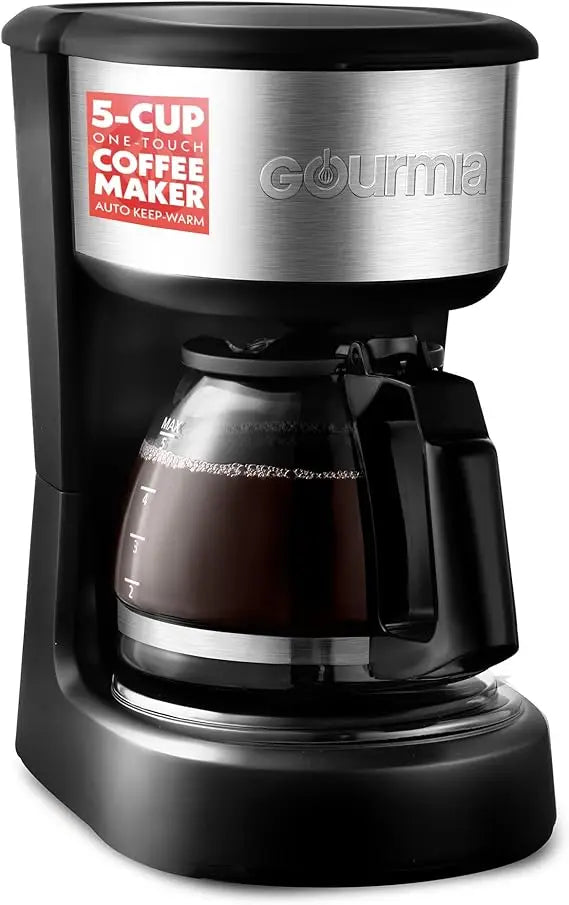 5 Cup, One-Touch Brew Coffee Maker with Pause & Serve Automatic Keep Warm, Stainless Steel Accents, Black