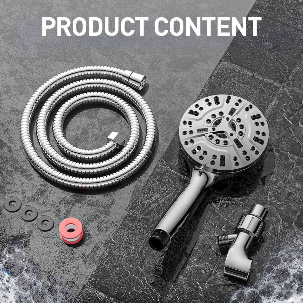 Handheld Shower Head with High Pressure 10 Modes with 59" Stainless Steel Hose and Adjustable Holder