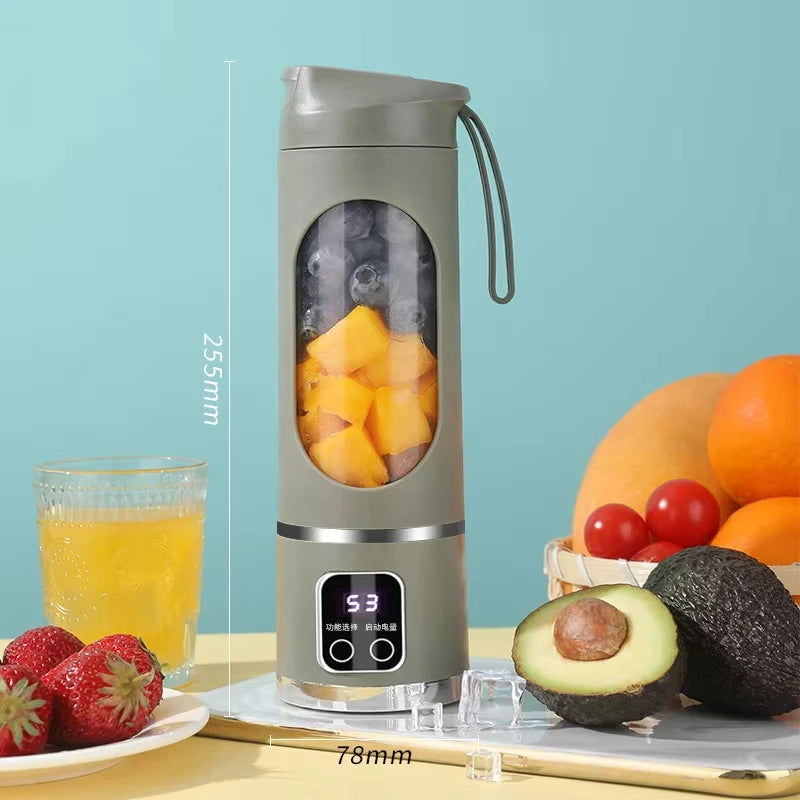 12 Blade Portable Fruit Juicer 450ml Capacity 3 Gears USB Rechargeable Blender Ice Crusher