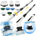 9-in-1 Electric Rotating Cleaning Brush, Wireless Multi-Purpose Scrubber with Replaceable Heads and Adjustable Telescopic Handle