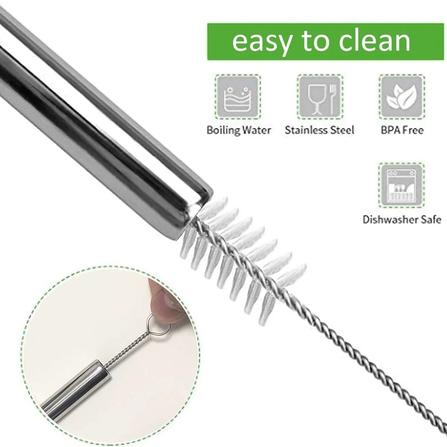 5/10Pcs Reusable Stainless Steel Drinking Straws