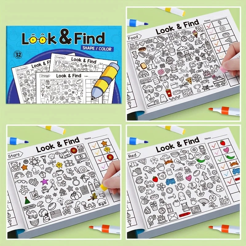 Children's Hidden Object Coloring Book, Contains 100+ Search and Coloring Activities - Interactive Search and Coloring Activity Workbook,  Travel - Educational Puzzle Book, Coloring Exercise Book, Early Education Materials, S